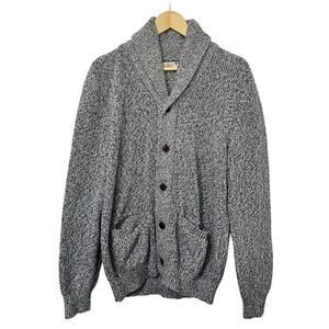 Faherty Men's Marled Shawl Cardigan Size XXL Black White Grandpacore Cabincore
